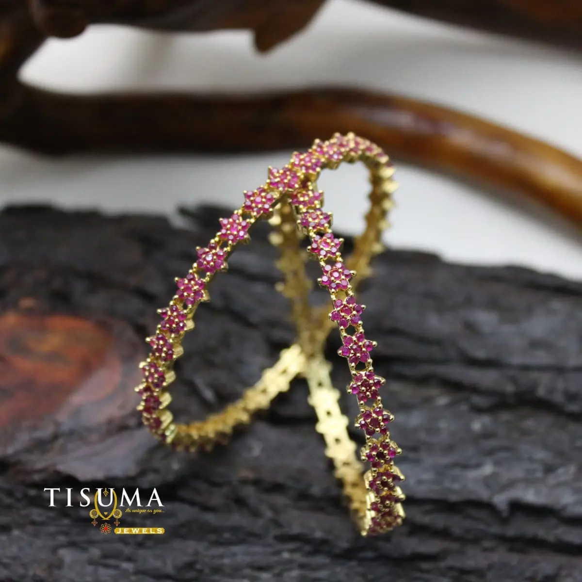 Floral Cluster Sleek Bangles